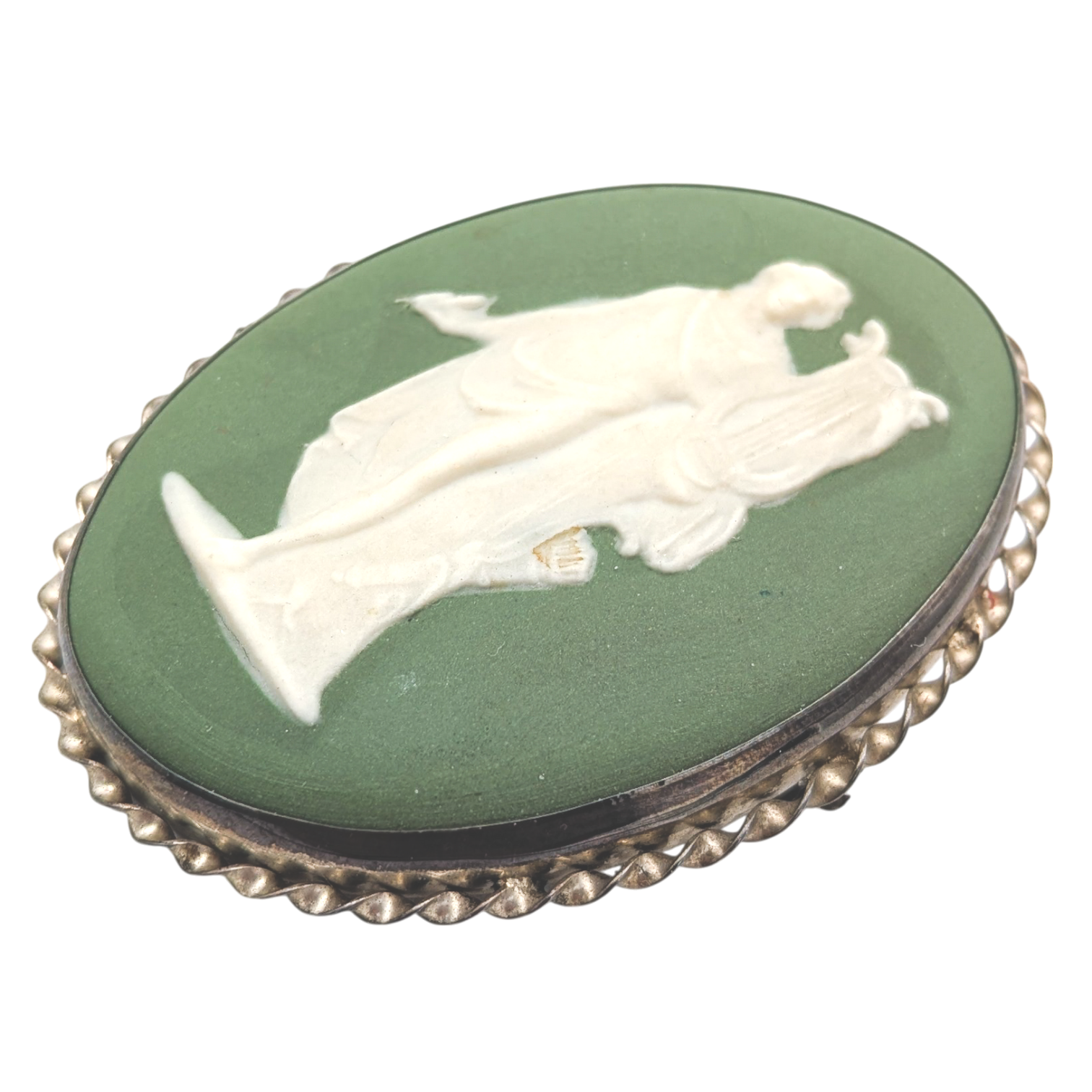 Vintage Sterling Silver Wedgwood Jasperware Brooch