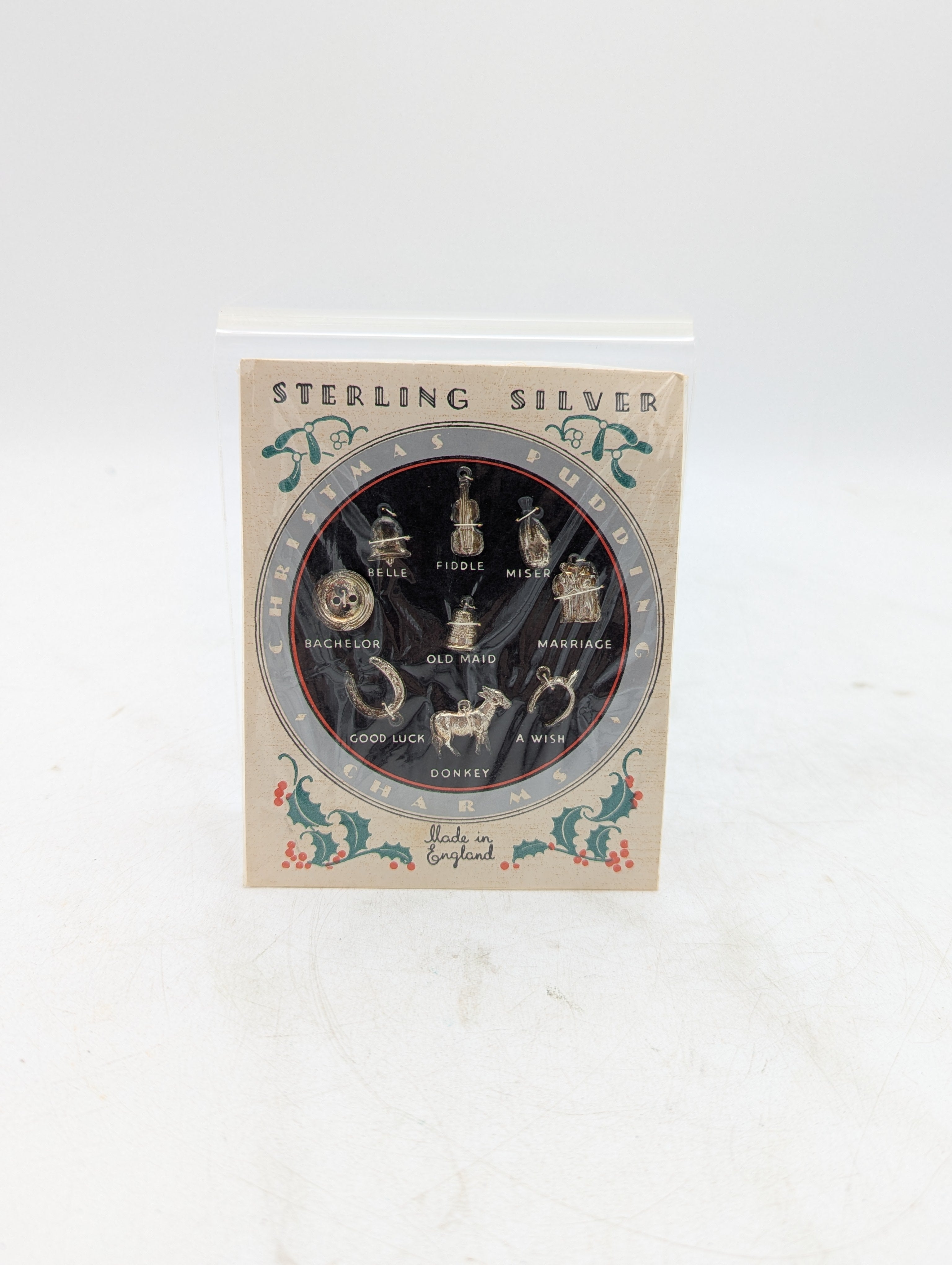 Vintage Sterling Silver Xmas Pudding Charm Set