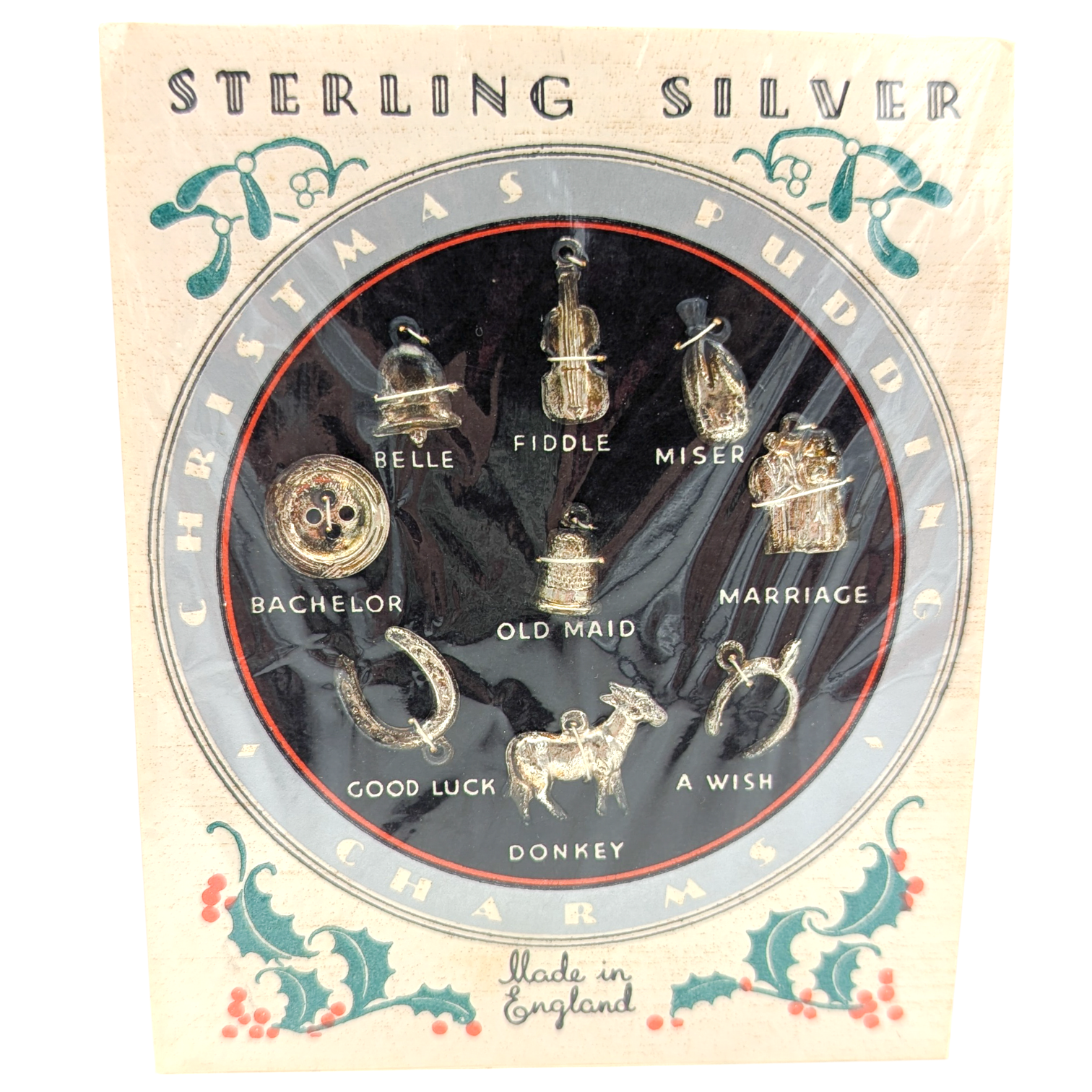 Vintage Sterling Silver Xmas Pudding Charm Set
