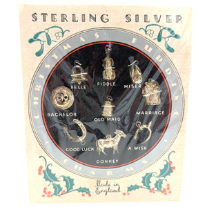 Vintage Sterling Silver Xmas Pudding Charm Set