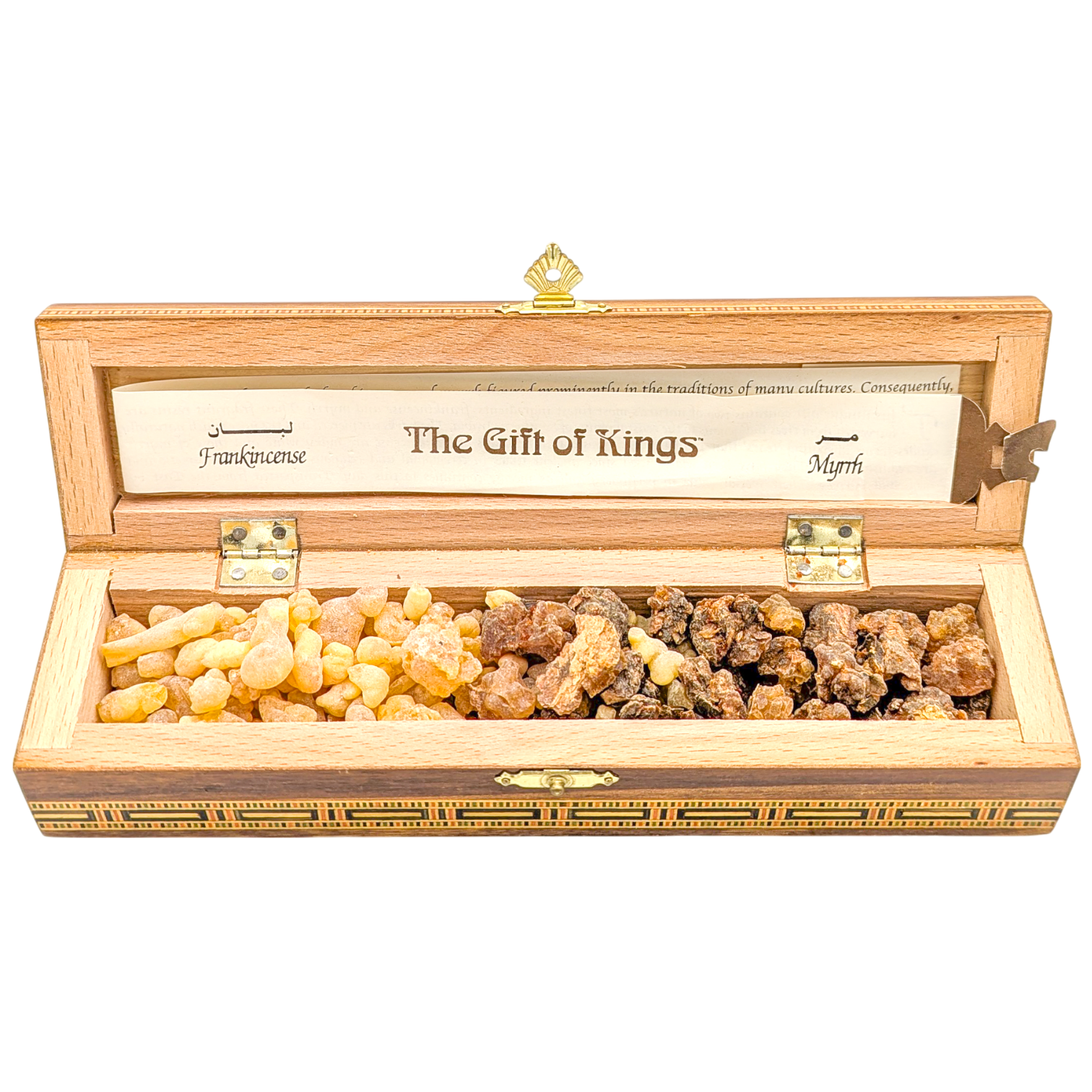 Vintage Spanish Inlaid Wood Box Full of Frankincense & Myrrh