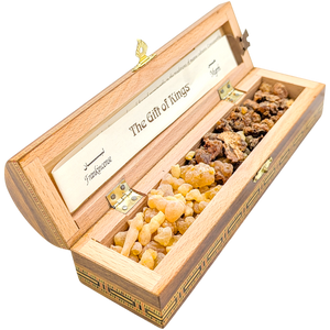Vintage Spanish Inlaid Wood Box Full of Frankincense & Myrrh
