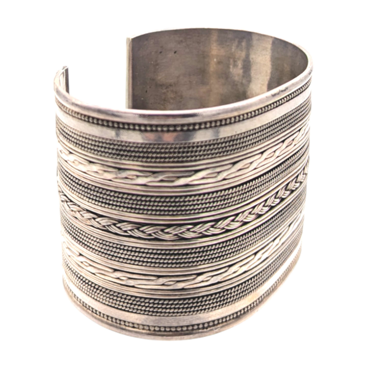 Vintage Sterling Silver Heavy Wide Band Cuff