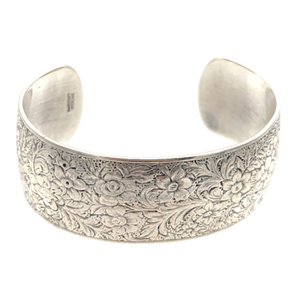 Vintage Sterling Silver Danecraft Engraved Cuff Bracelet