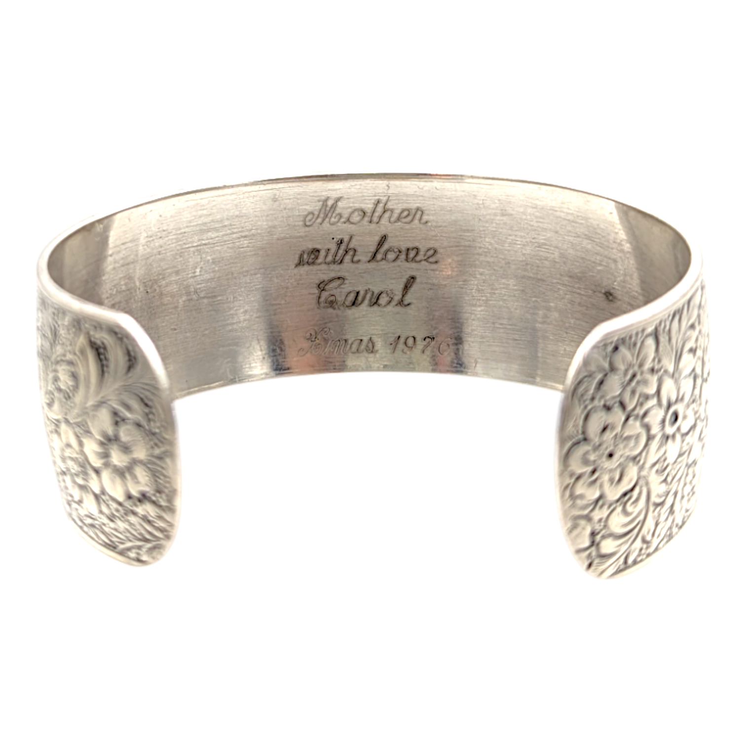 Vintage Sterling Silver Danecraft Engraved Cuff Bracelet