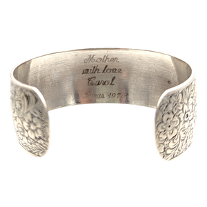 Vintage Sterling Silver Danecraft Engraved Cuff Bracelet