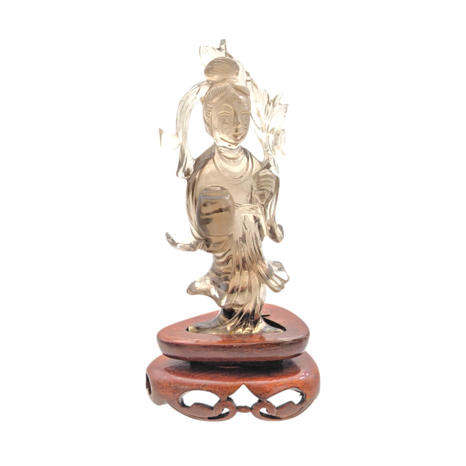 Vintage Chinese Smoky Quartz Guan Yin