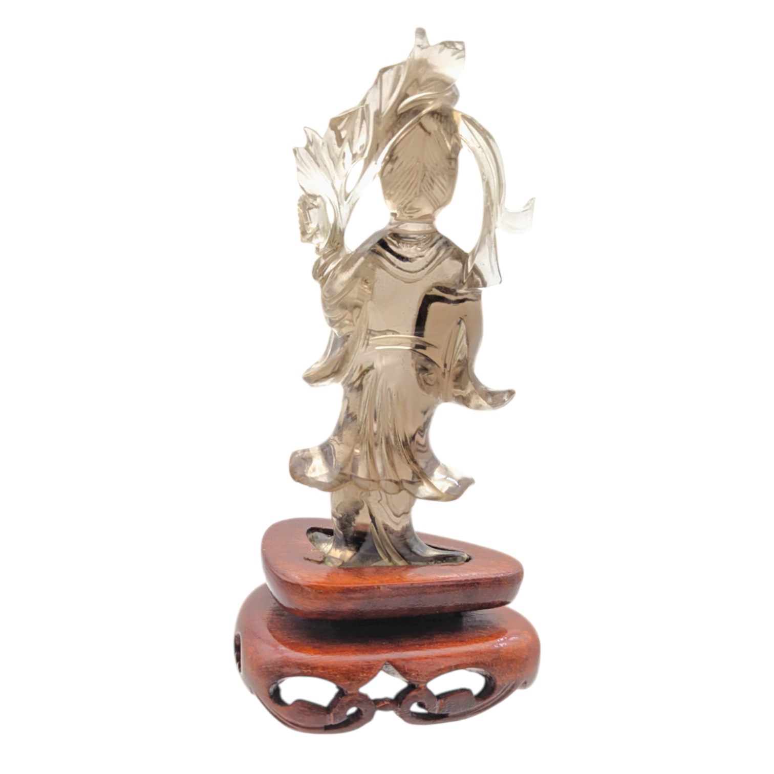 Vintage Chinese Smoky Quartz Guan Yin