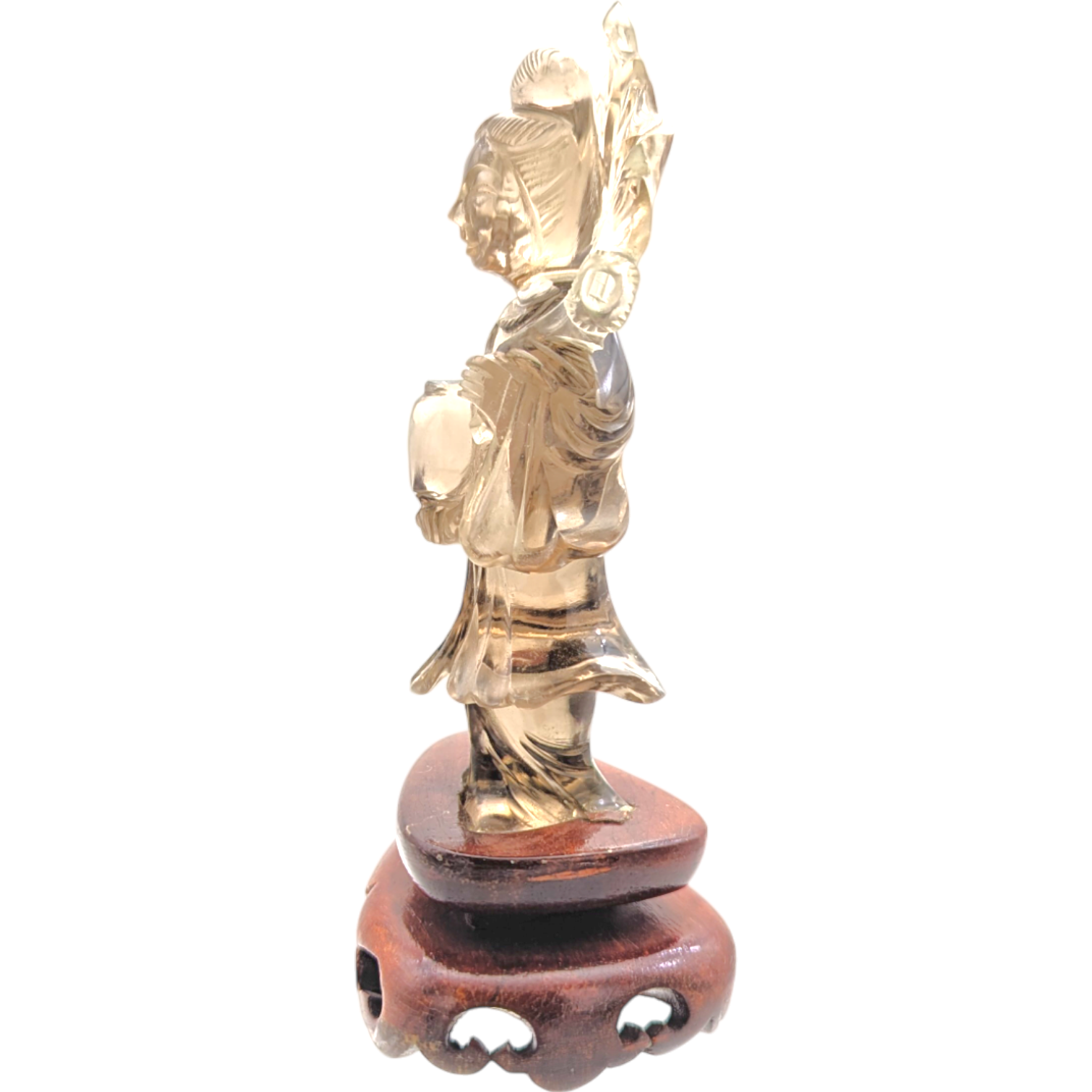 Vintage Chinese Smoky Quartz Guan Yin