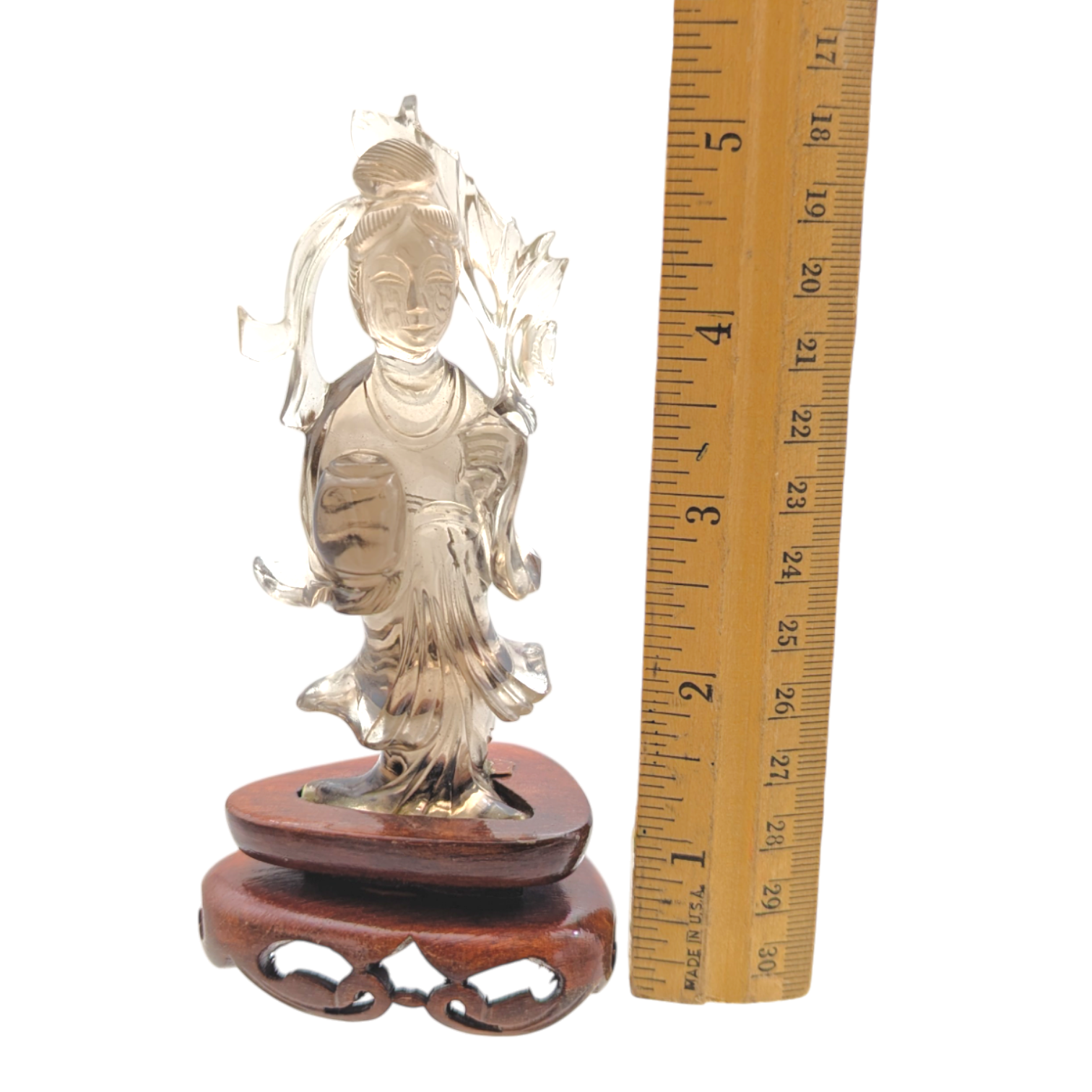 Vintage Chinese Smoky Quartz Guan Yin