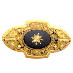 Antique Gold Filled Mourning Brooch Circa 1910