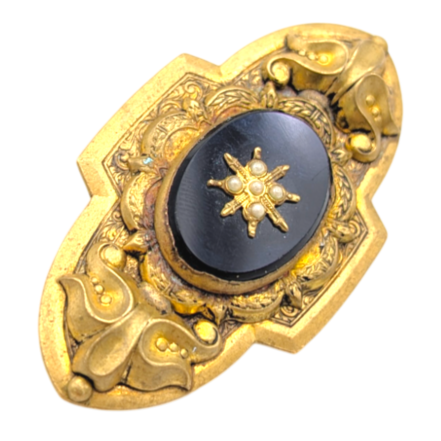 Antique Gold Filled Mourning Brooch Circa 1910