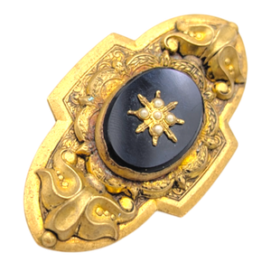 Antique Gold Filled Mourning Brooch Circa 1910