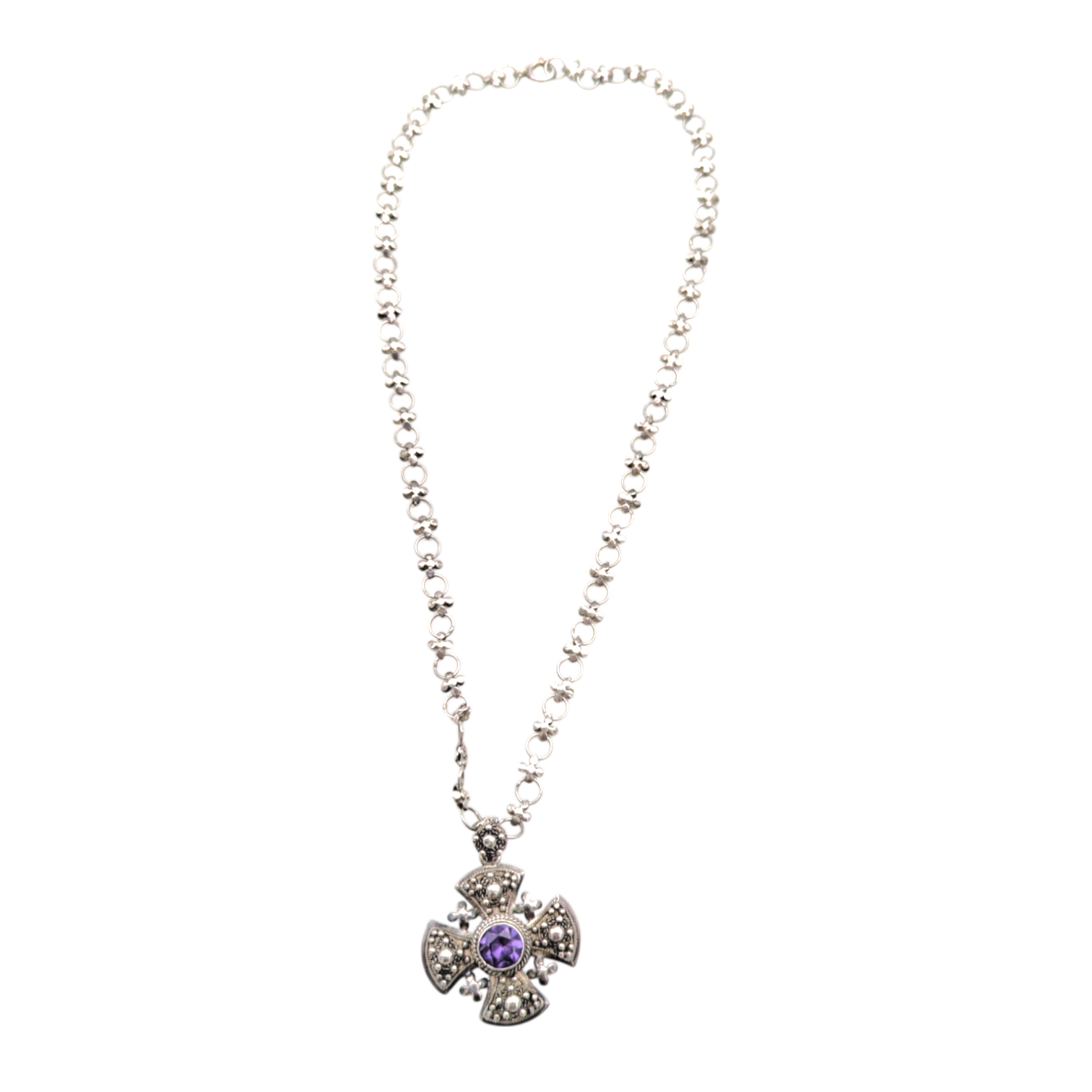 Vintage Sterling Silver Jerusalem Cross Necklace