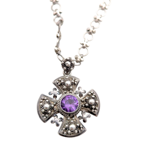Vintage Sterling Silver Jerusalem Cross Necklace