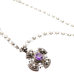 Vintage Sterling Silver Jerusalem Cross Necklace