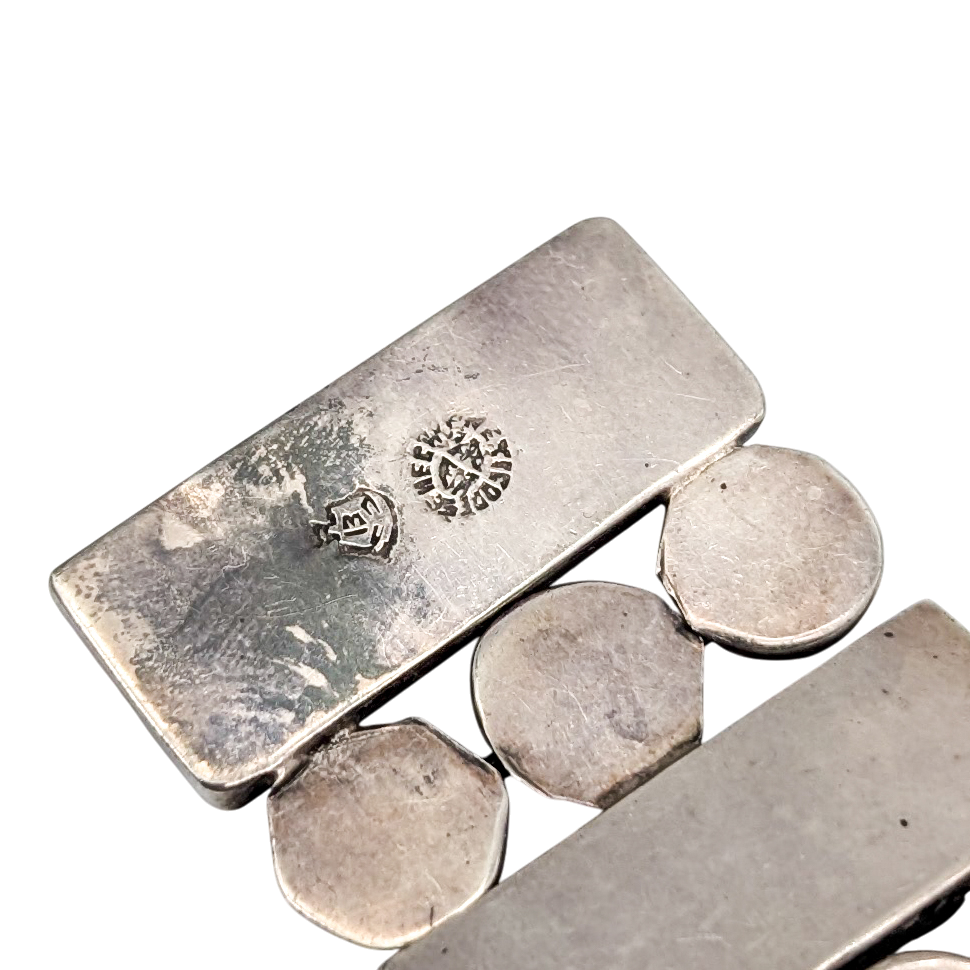 Vintage 1940s Taxco Sterling Silver Shadowbox Bracelet