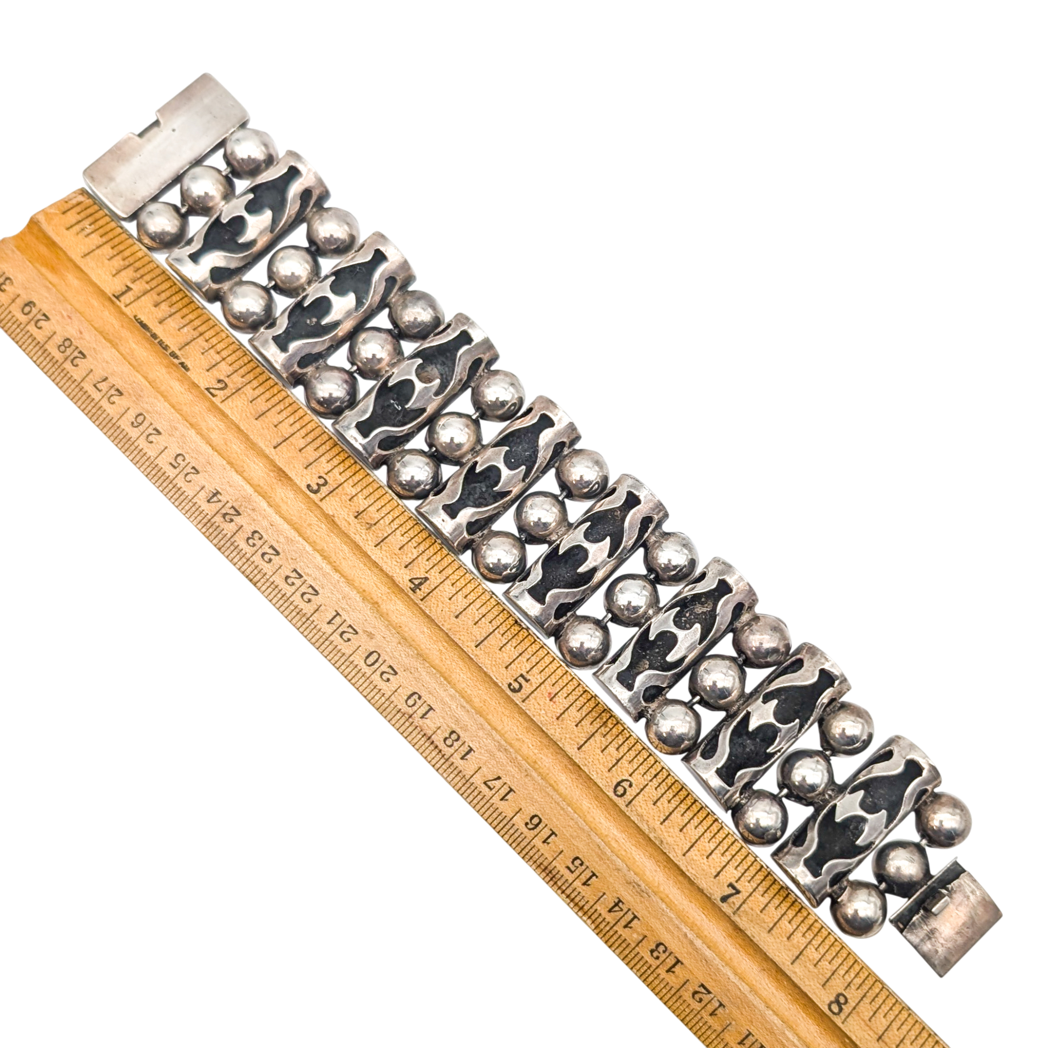 Vintage 1940s Taxco Sterling Silver Shadowbox Bracelet