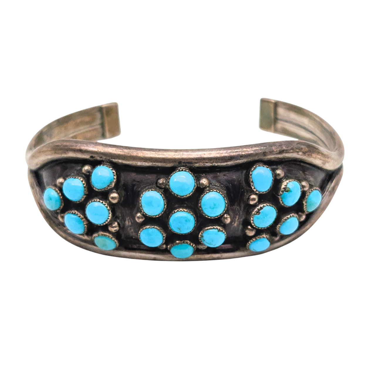 Vintage Zuni Sterling Silver Turquoise Cuff Bracelet