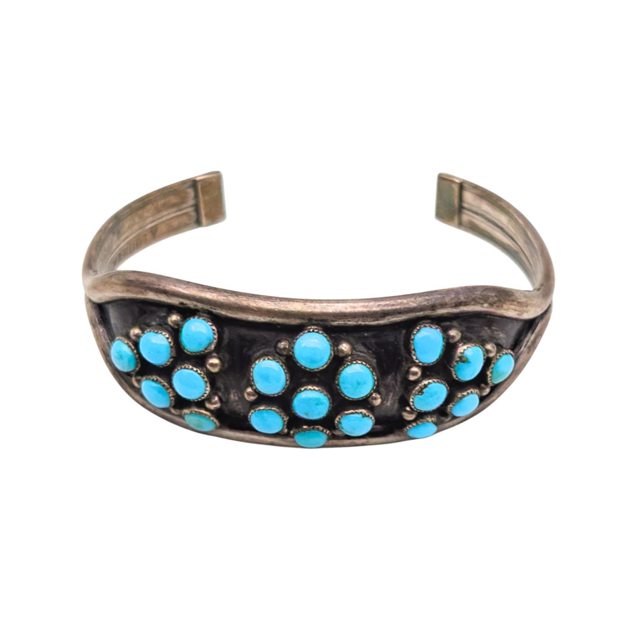 Vintage Zuni Sterling Silver Turquoise Cuff Bracelet