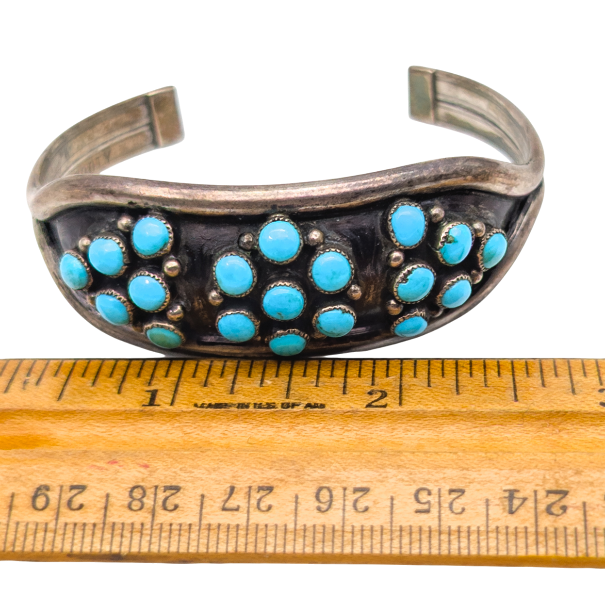 Vintage Zuni Sterling Silver Turquoise Cuff Bracelet