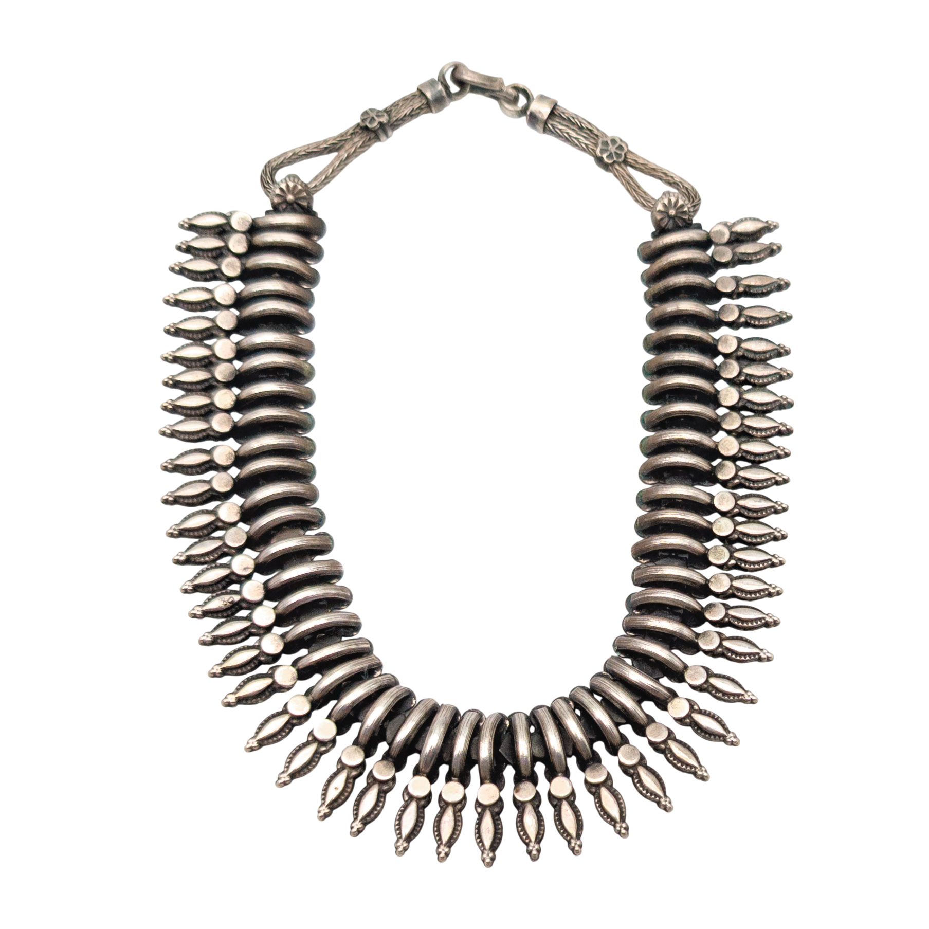 Vintage Nepalese Silver Tharu Fringe Collar Necklace