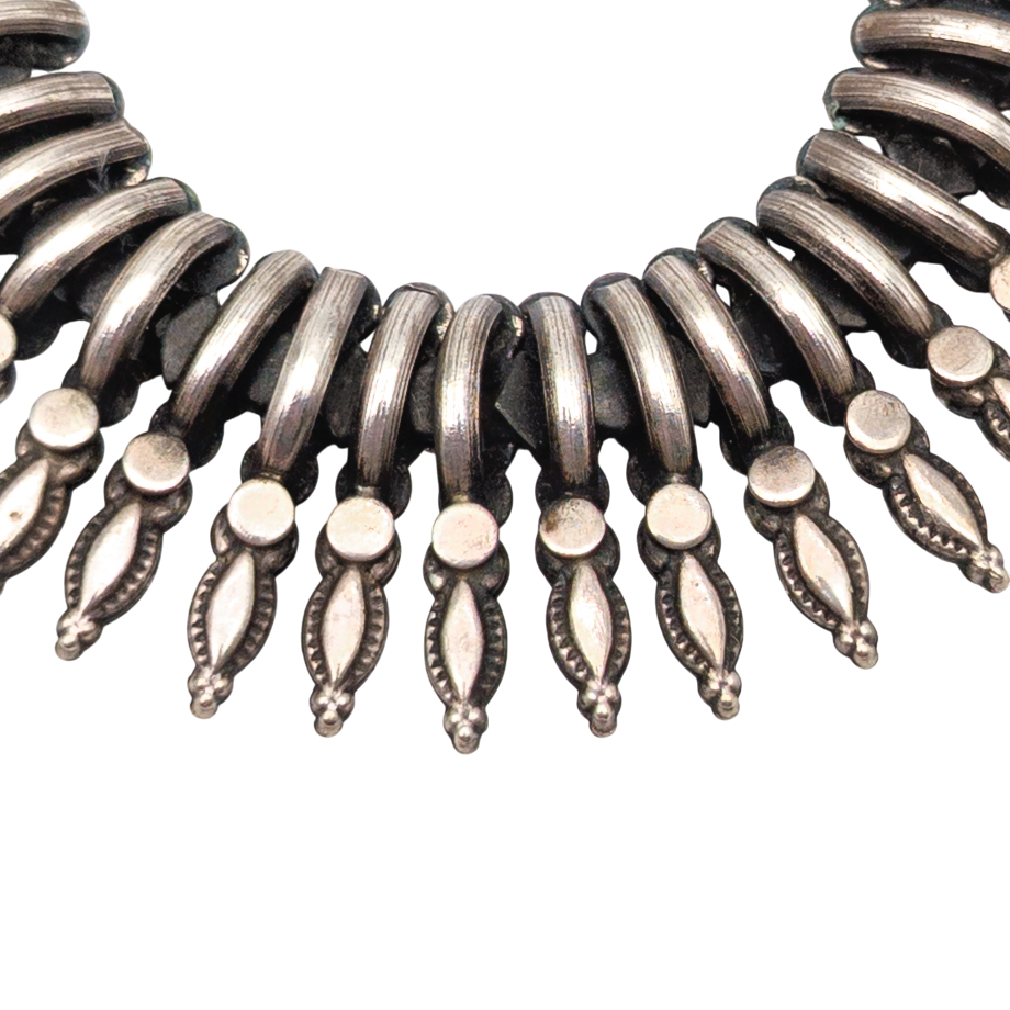 Vintage Nepalese Silver Tharu Fringe Collar Necklace