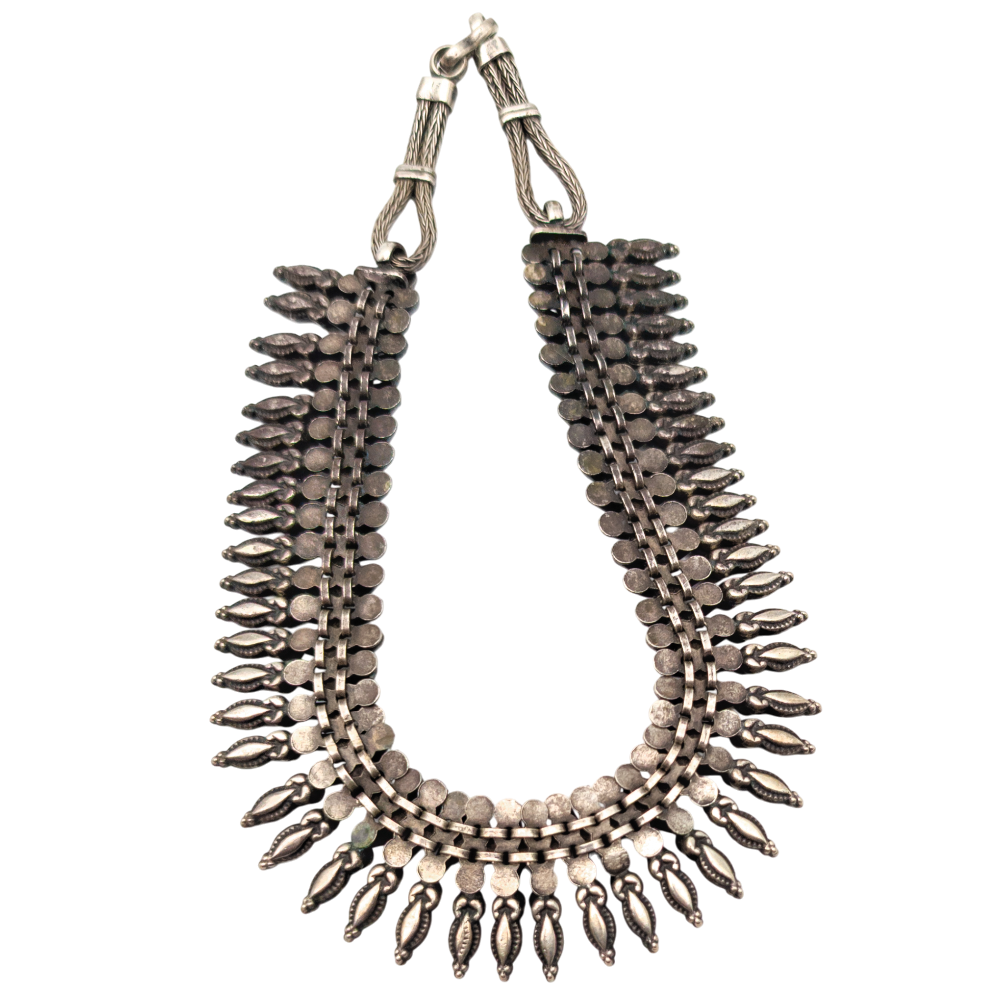 Vintage Nepalese Silver Tharu Fringe Collar Necklace