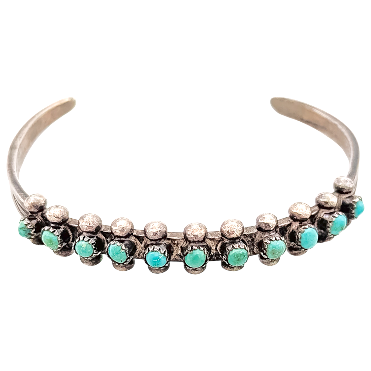 Vintage 925 Silver Petite Point Turquoise Cuff