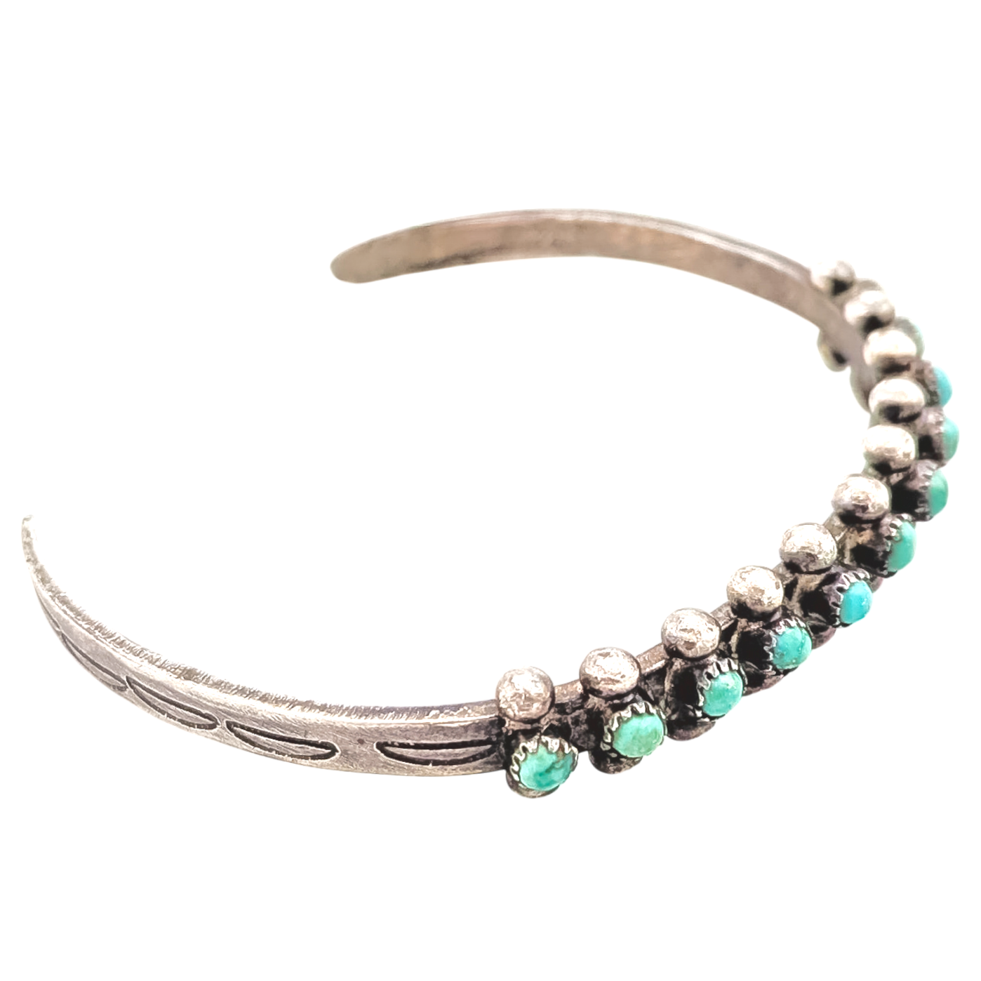 Vintage 925 Silver Petite Point Turquoise Cuff