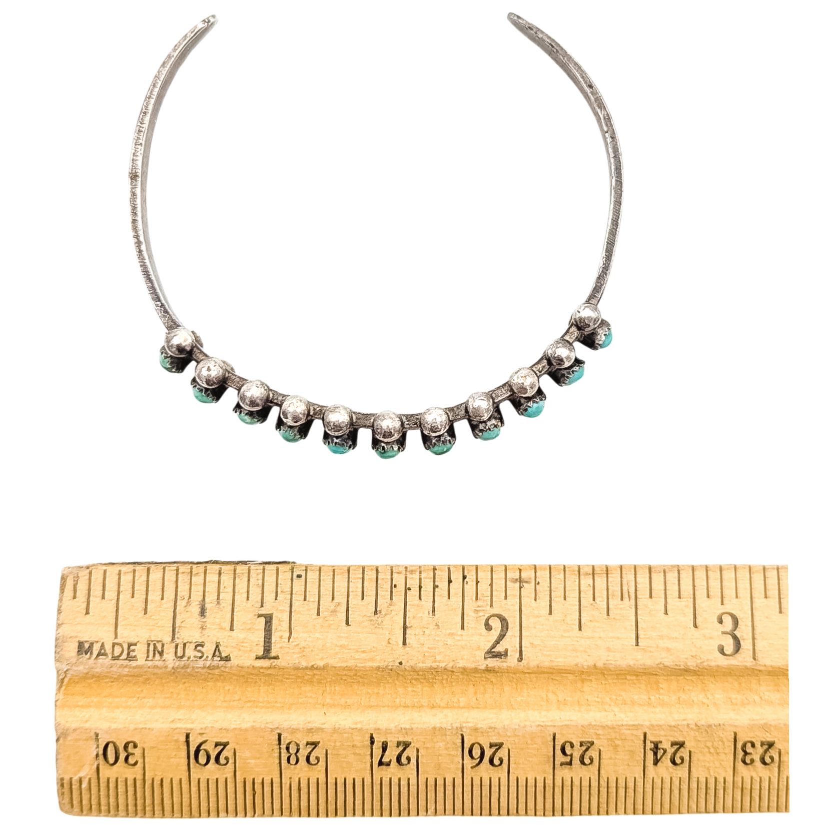 Vintage 925 Silver Petite Point Turquoise Cuff