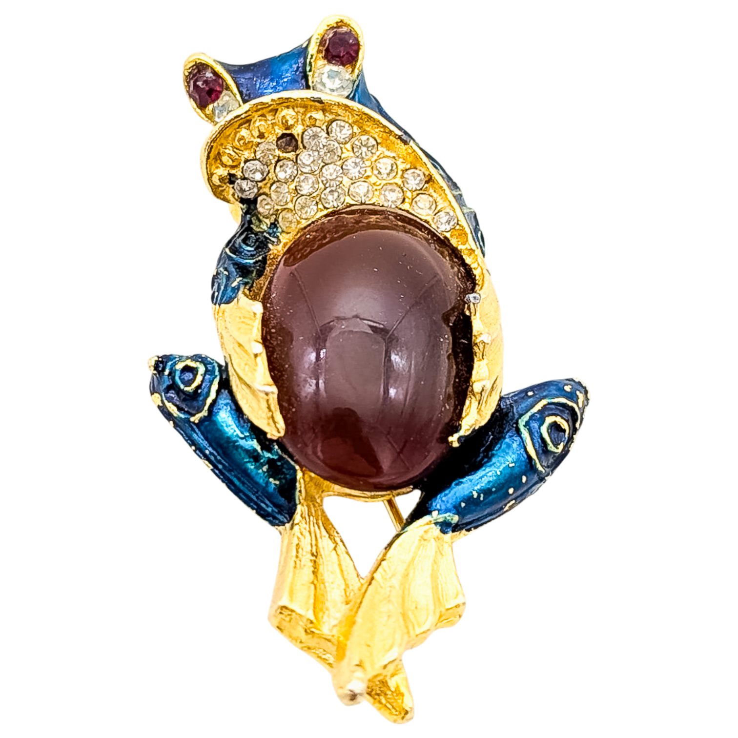 Vintage Enamel Frog Jelly Belly Brooch