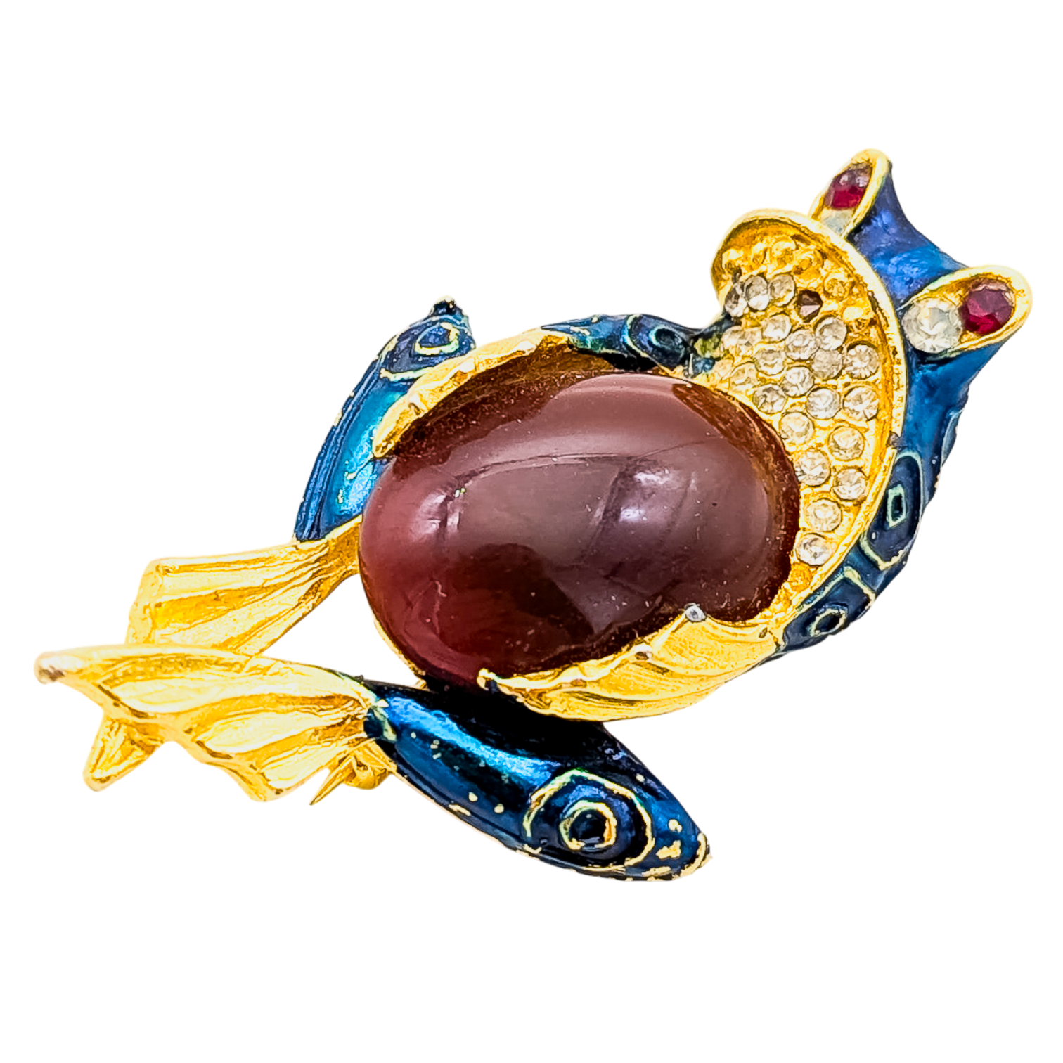 Vintage Enamel Frog Jelly Belly Brooch