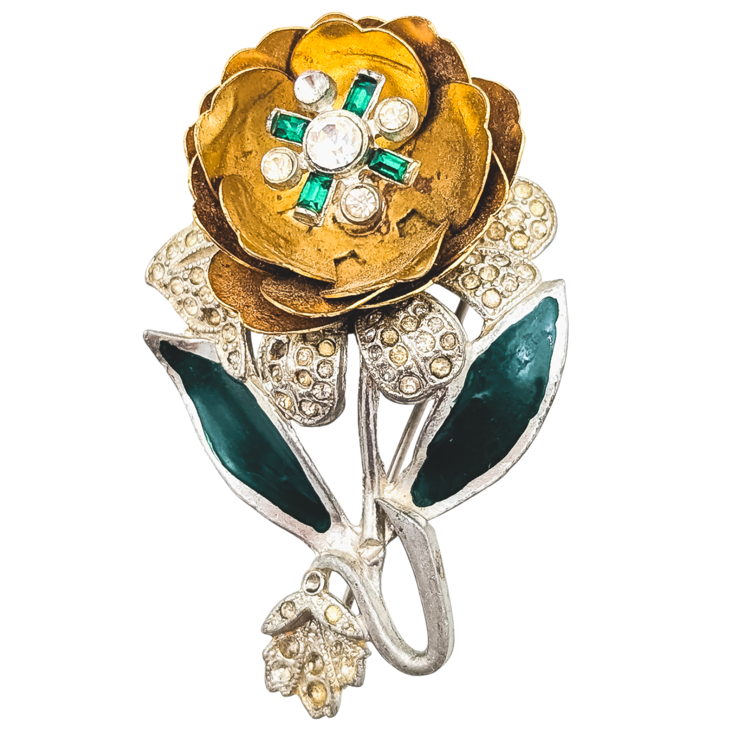Vintage Art Deco Trembler Flower Brooch