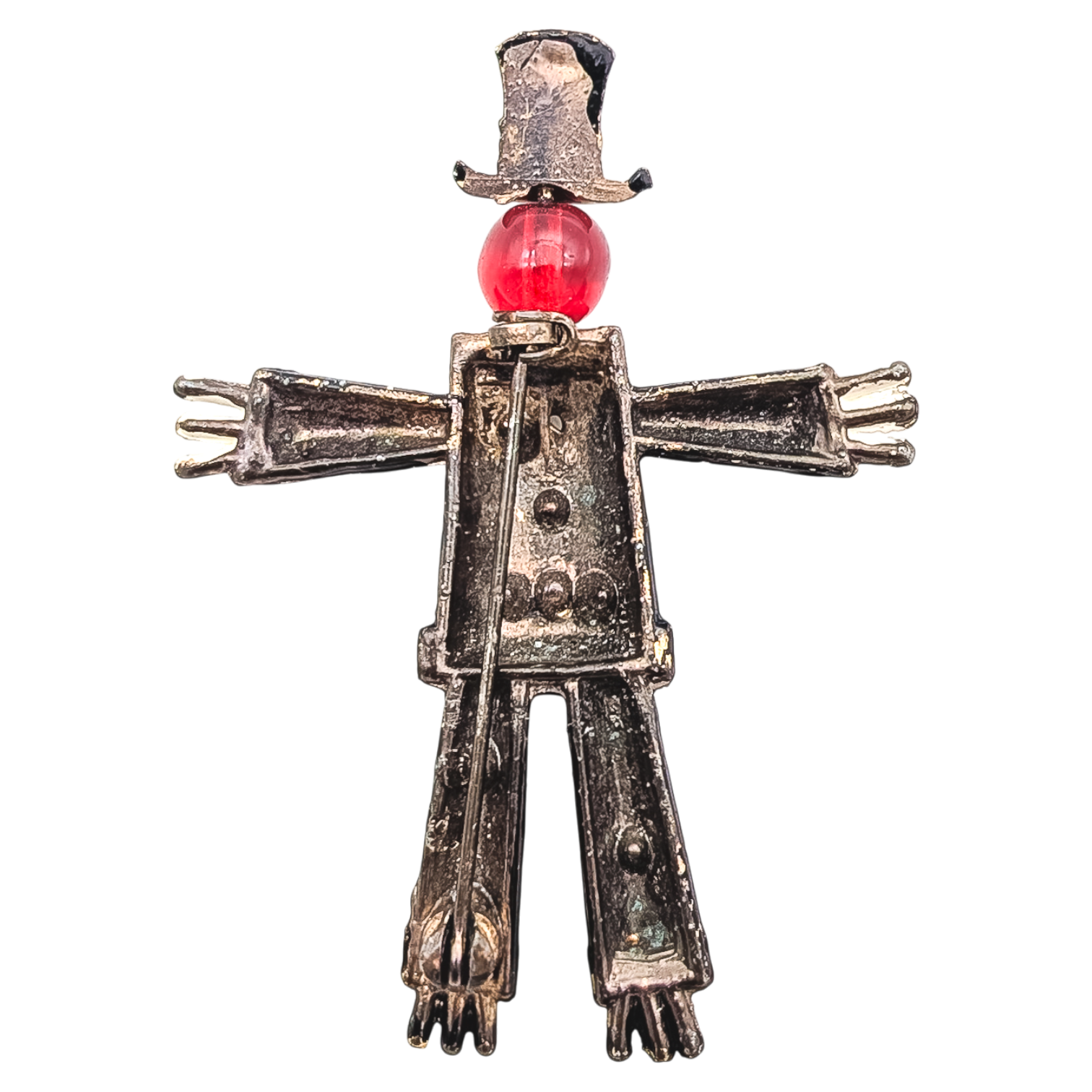 Rare Vintage 1940s Jeweled Scarecrow Brooch