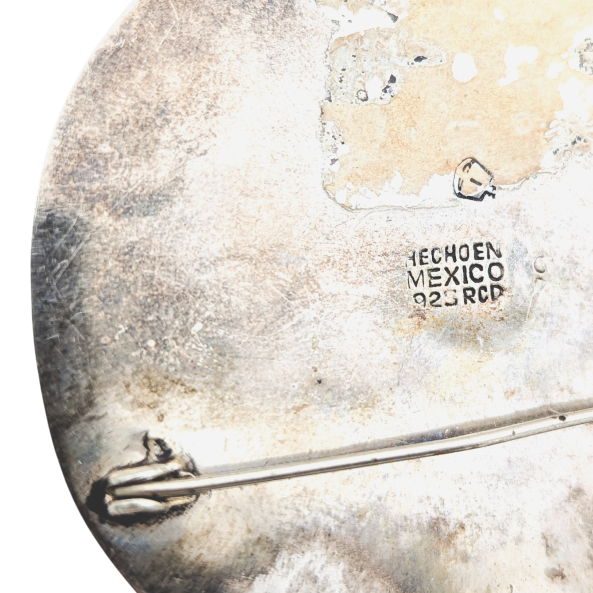 Vintage 925 Silver Aztec Calendar Brooch Pendant