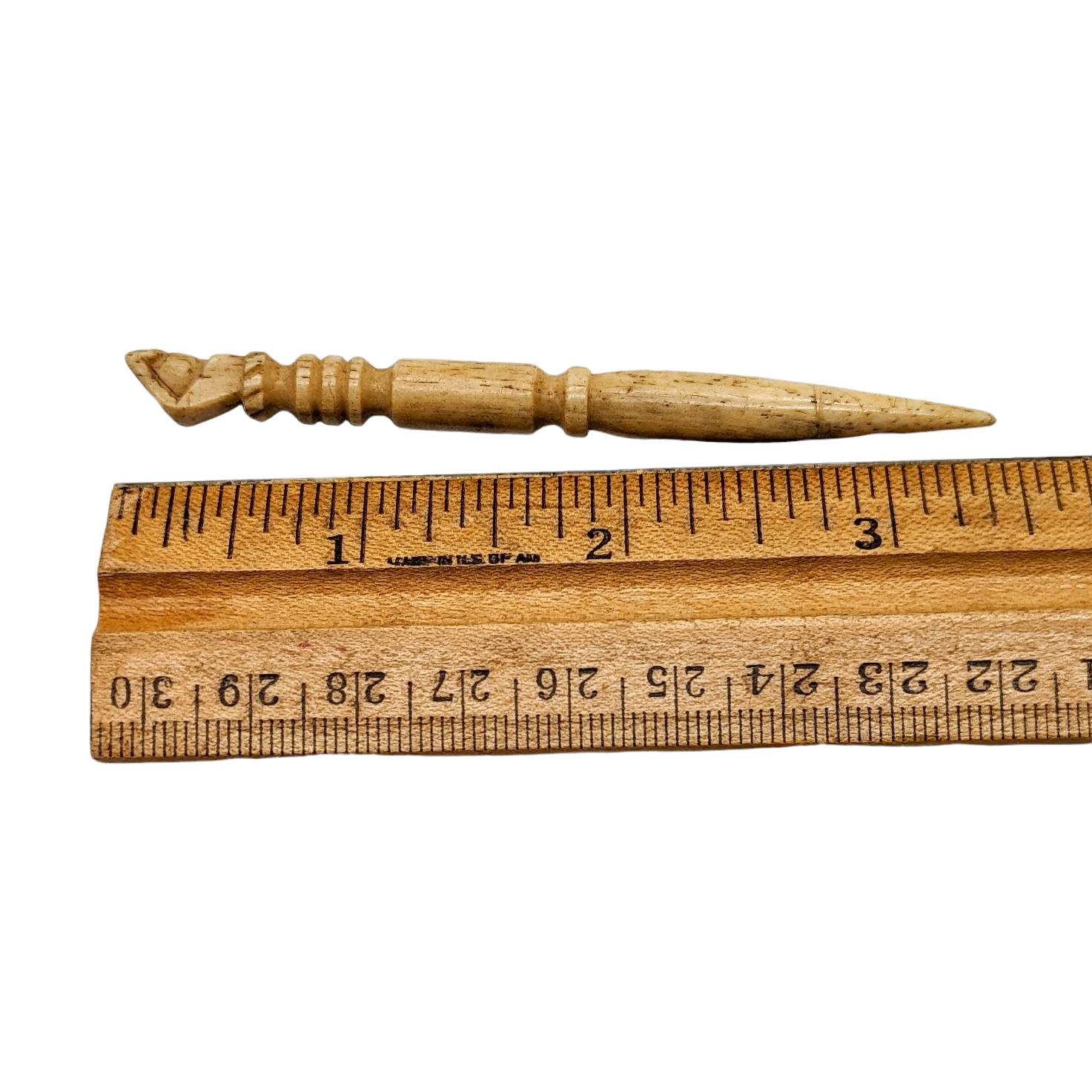 Antique Sailor Carved Bone Fist Fid Bodkin Sewing Awl