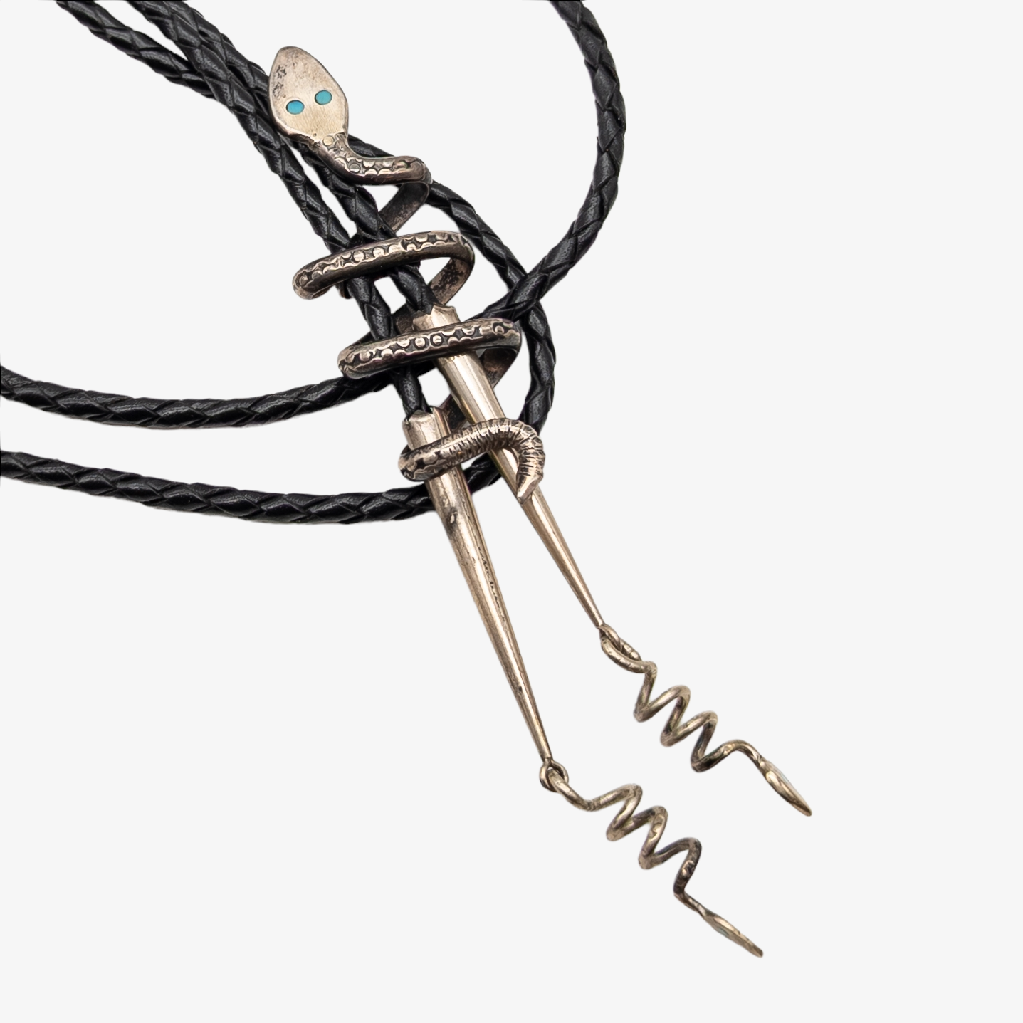 Vintage Sterling Silver Snake Bolo Tie by Zuni Artist Effie C