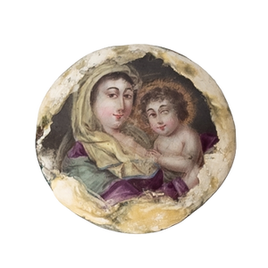 Antique Georgian Hand Painted Porcelain Madonna & Child