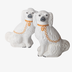Antique Staffordshire Spaniel Pottery Statue Set