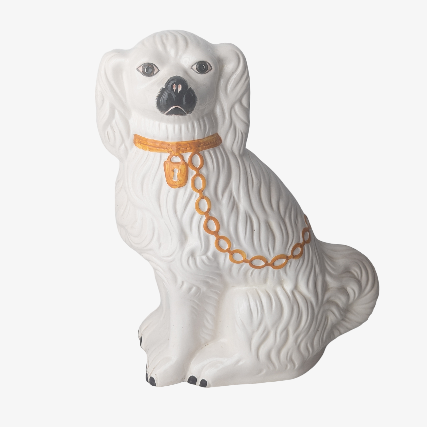 Antique Staffordshire Spaniel Pottery Statue Set
