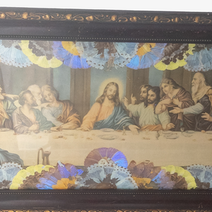 Vintage Last Supper Lithograph With Real Butterfly Wings