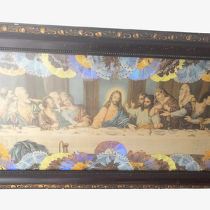 Vintage Last Supper Lithograph With Real Butterfly Wings
