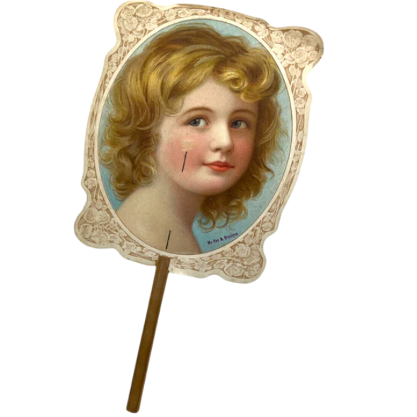 Antique Victorian Borden's Condensed Milk Hand Fan Advertisement