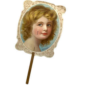 Antique Victorian Borden's Condensed Milk Hand Fan Advertisement