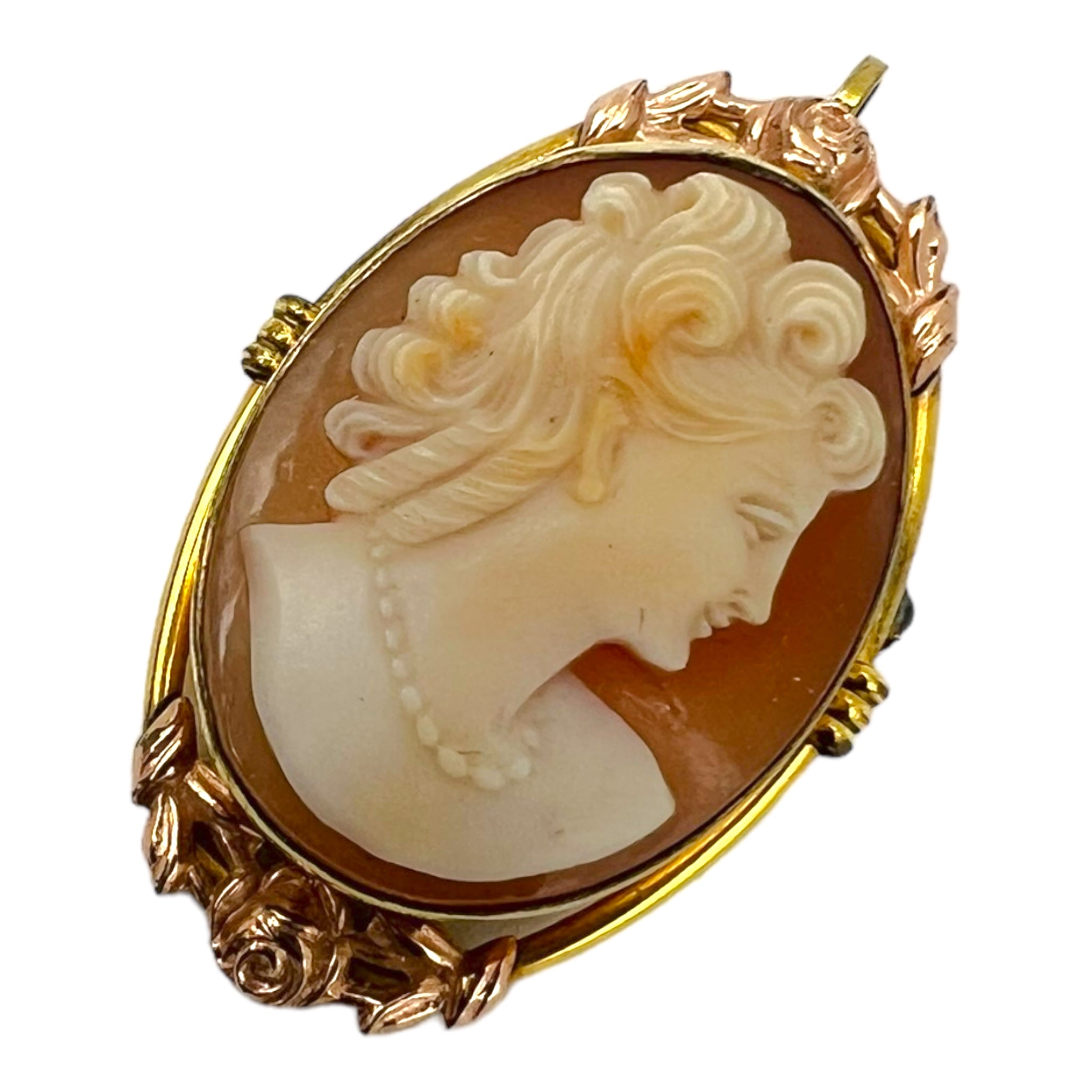 Antique Gold Filled Cameo Brooch & Pendant Combo