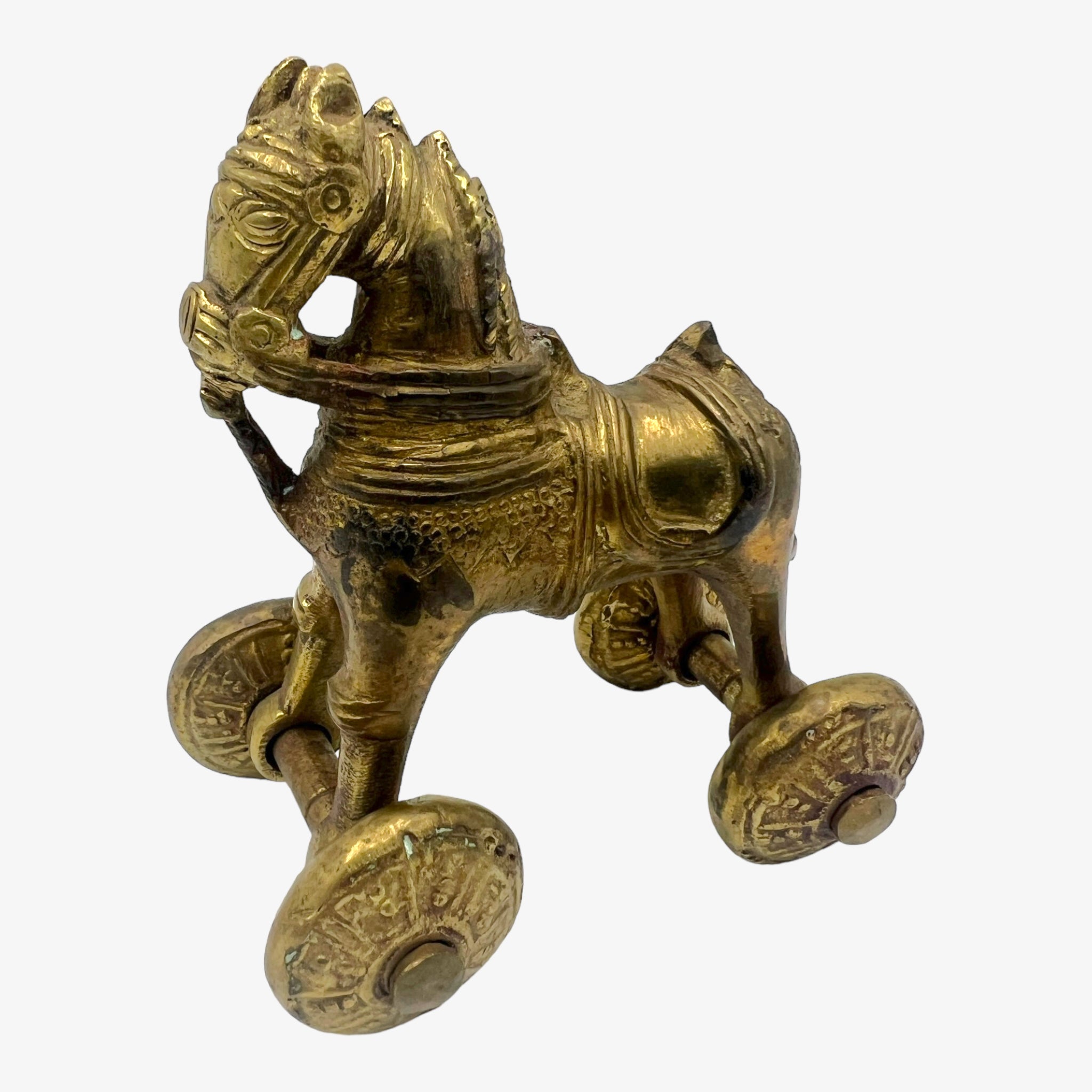 Antique Brass Horse Temple Toy From India