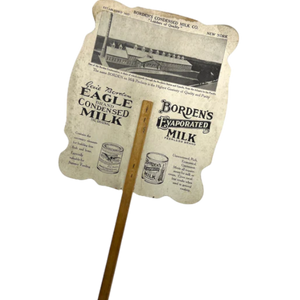 Antique Victorian Borden's Condensed Milk Hand Fan Advertisement