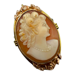 Antique Gold Filled Cameo Brooch & Pendant Combo