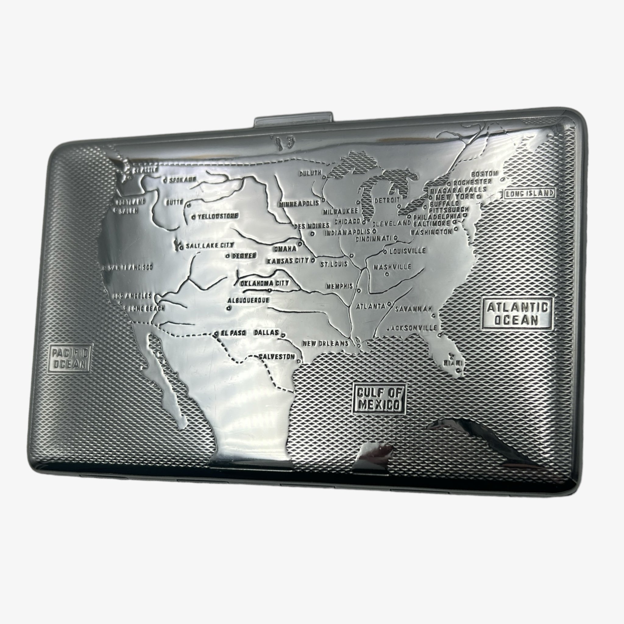 Vintage USA Map Cigarette Case